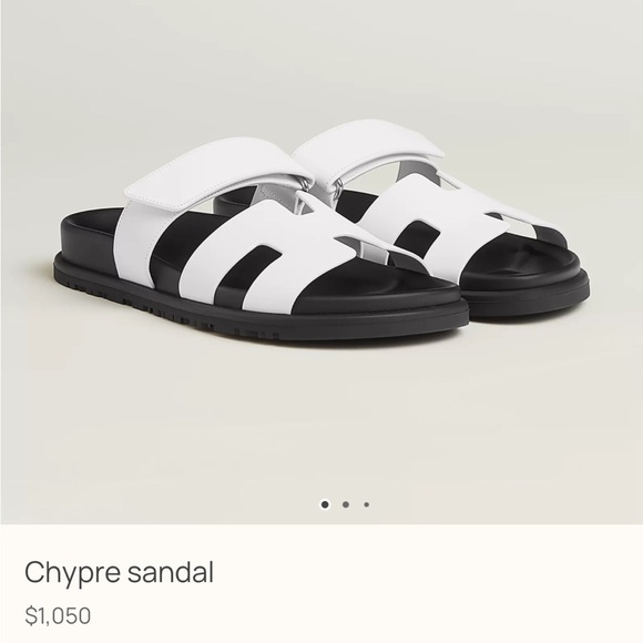 Hermes Shoes - Hermes White and Black Chypre Sandals 38.5